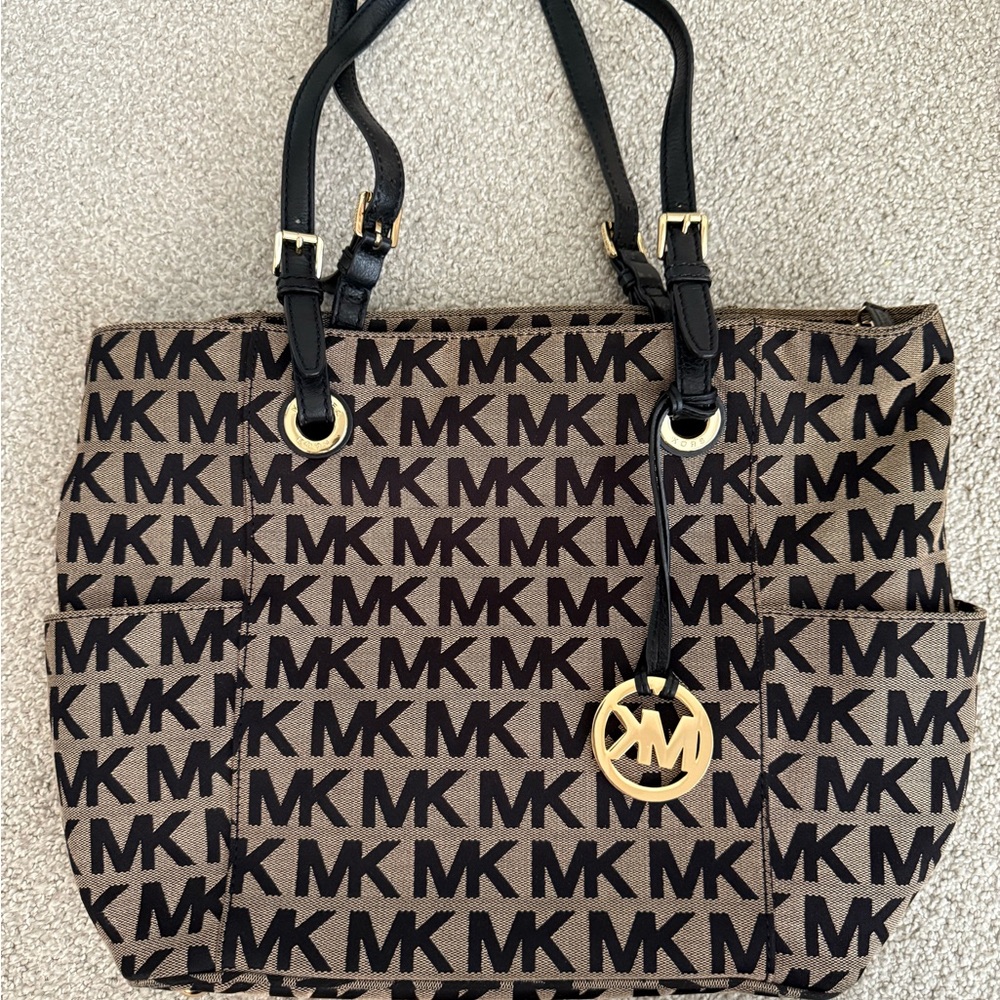 Michael Kors MK Signature Black and Brown Tote